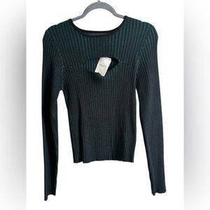 Forever 21 Teal Ribbed Cutout Sweater
